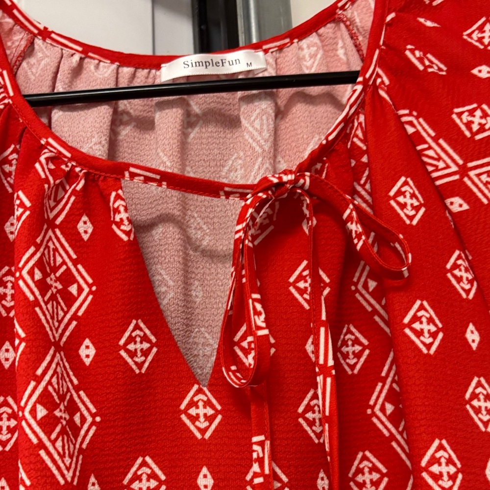 Simple Fun Women’s Red Patterned relax blouse Siz… - image 3
